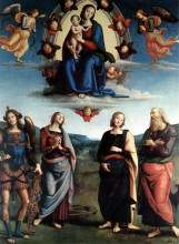 Репродукция картины "мадонна во славе с младенцем и святыми" художника "перуджино пьетро"