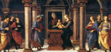 Репродукция картины "алтарь ди фано (введение во храм)" художника "перуджино пьетро"