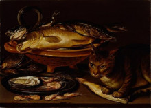 Картина "still life of fish and cat" художника "петерс клара (художница)"