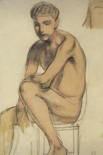 Репродукция картины "сидящий мальчик" художника "петров-водкин кузьма"
