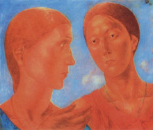 Репродукция картины "две" художника "петров-водкин кузьма"