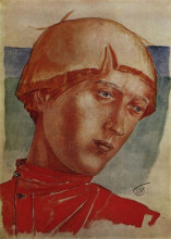 Репродукция картины "голова юноши" художника "петров-водкин кузьма"