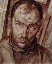 Репродукция картины "автопортрет" художника "петров-водкин кузьма"