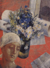 Репродукция картины "натюрморт (с женской головкой)" художника "петров-водкин кузьма"