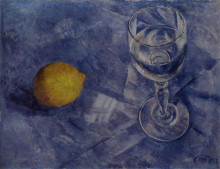 Репродукция картины "бокал и лимон" художника "петров-водкин кузьма"