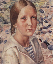 Репродукция картины "девочка на пляже" художника "петров-водкин кузьма"