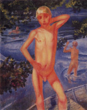 Копия картины "купающиеся мальчики" художника "петров-водкин кузьма"