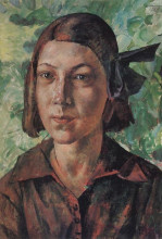 Картина "девушка в саду" художника "петров-водкин кузьма"