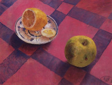 Копия картины "яблоко и лимон" художника "петров-водкин кузьма"