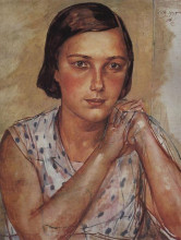 Репродукция картины "портрет дочери художника" художника "петров-водкин кузьма"