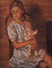 Картина "девочка с куклой" художника "петров-водкин кузьма"