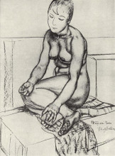 Репродукция картины "сидящая натурщица" художника "петров-водкин кузьма"