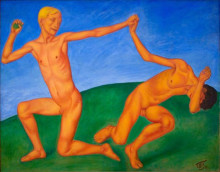 Копия картины "мальчики (играющие мальчики)" художника "петров-водкин кузьма"
