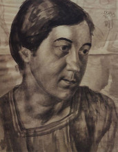 Репродукция картины "портрет жены художника" художника "петров-водкин кузьма"