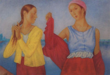 Копия картины "две девушки" художника "петров-водкин кузьма"