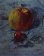 Репродукция картины "яблоко и вишня" художника "петров-водкин кузьма"