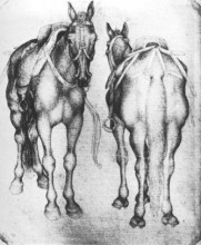 Репродукция картины "horses" художника "пизанелло"
