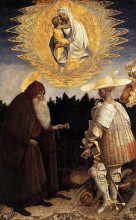 Копия картины "apparition of the virgin to sts anthony abbot and george" художника "пизанелло"