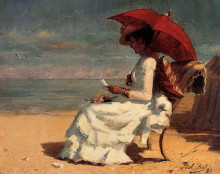 Копия картины "the beach in normandy (also known as good news)" художника "пил пол"
