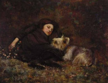 Картина "nap time (also known as young girl with terrier)" художника "пил пол"