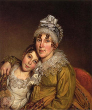 Копия картины "mother caressing her convalescant daughter" художника "пил чарльз уилсон"