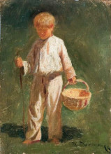 Репродукция картины "boy with a basket" художника "пимоненко николай"