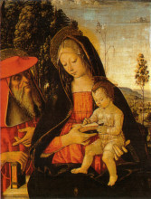 Копия картины "madonna with writing child and st. jerome" художника "пинтуриккьо"