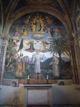 Картина "the glory of st. bernardino" художника "пинтуриккьо"