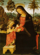 Картина "madonna with writing child" художника "пинтуриккьо"