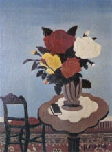 Картина "roses with red chair" художника "пиппин гораций"