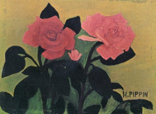 Копия картины "two pink roses" художника "пиппин гораций"