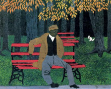 Репродукция картины "man on a bench" художника "пиппин гораций"