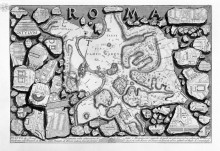 Репродукция картины "the roman antiquities, t. 1, plate ii. map of ancient rome and forma urbis." художника "пиранези джованни баттиста"
