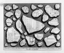 Репродукция картины "the roman antiquities, t. 1, plate v. map of ancient rome and forma urbis." художника "пиранези джованни баттиста"