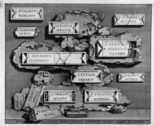Картина "the roman antiquities, t. 2, plate xvix. inscriptions and fragments of the burial chamber above." художника "пиранези джованни баттиста"