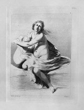 Репродукция картины "study for the adulteress: half figure with folded arms, from guercino" художника "пиранези джованни баттиста"