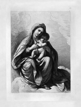 Репродукция картины "the virgin and child seated on the clouds of blessing, by guercino" художника "пиранези джованни баттиста"