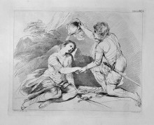 Репродукция картины "baptism of clorinda, by guercino" художника "пиранези джованни баттиста"