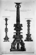 Репродукция картины "three chandeliers made ​​from ancient bas-reliefs of which two" художника "пиранези джованни баттиста"