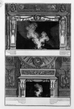 Копия картины "two fireplaces overlapping: the support with a mask wreathed crouched between two greyhounds" художника "пиранези джованни баттиста"