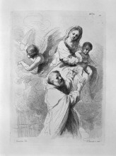 Репродукция картины "the virgin and child with st. john, by guercino" художника "пиранези джованни баттиста"