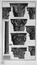 Репродукция картины "various capitals, column (villa albani, st. clement, st. cosmas, etc.)" художника "пиранези джованни баттиста"
