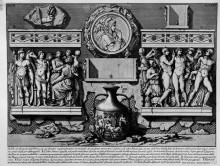 Копия картины "the roman antiquities, t. 2, plate xxxv. rear of the previous special urn." художника "пиранези джованни баттиста"