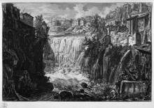 Репродукция картины "view of the falls of tivoli" художника "пиранези джованни баттиста"