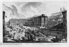 Репродукция картины "view of the piazza del popolo" художника "пиранези джованни баттиста"