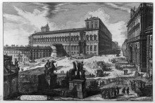 Репродукция картины "view of the piazza di monte cavallo" художника "пиранези джованни баттиста"