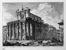 Копия картины "view of the temple of antoninus and faustina in the campo vaccino" художника "пиранези джованни баттиста"