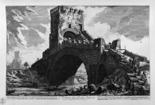 Копия картины "view of the tiber on the ponte molle, two miles away from rome" художника "пиранези джованни баттиста"