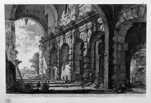 Копия картины "view of the upper floor of the menagerie of wild beasts made ​​by domitian for the use of the flavian amphitheatre, commonly known as the curia and ostilia" художника "пиранези джованни баттиста"