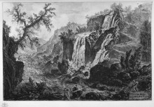 Репродукция картины "view of the waterfalls at tivoli" художника "пиранези джованни баттиста"